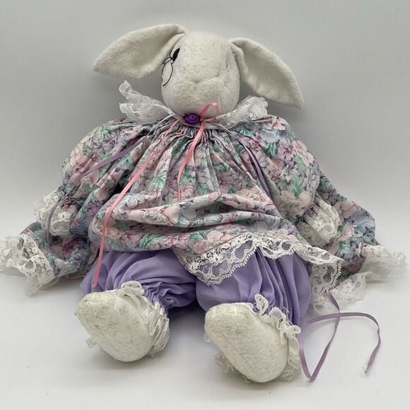 3 Handmade Bunny Rabbits Easter Spring Decor Vintage Cottagecore Stuffed Animals - Picture 13 of 17